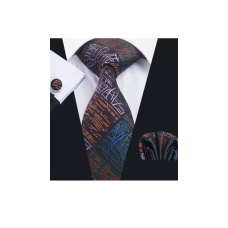 3-delige set stropdas pochet manchetknopen paars groen blauw oranje rood zwart Fantasy